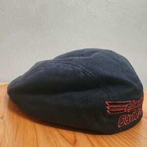 Harley-Davidson Hat Flat Cap Fitted Mens XL Black Cotton Biker Motorcycle Logo